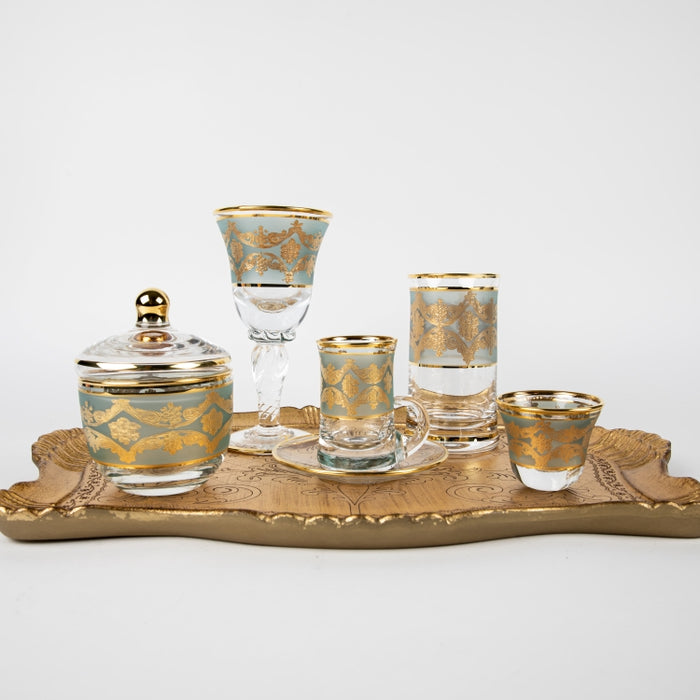 P220 TEACUP/SAUCER 6PCS MAT TORQUISE/GOLD (202016406)