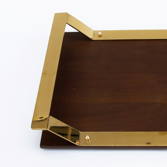 DAZHANG-RCT.TRAY WOOD&STAINLESSSTEEL GOLD 40X30CM (202107514)