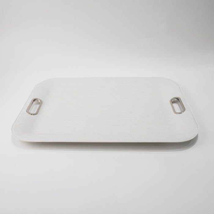 PLASTIC TRAY LARGE WITH HANDLE BRAID WHITE 55CMX40CM (202107458)