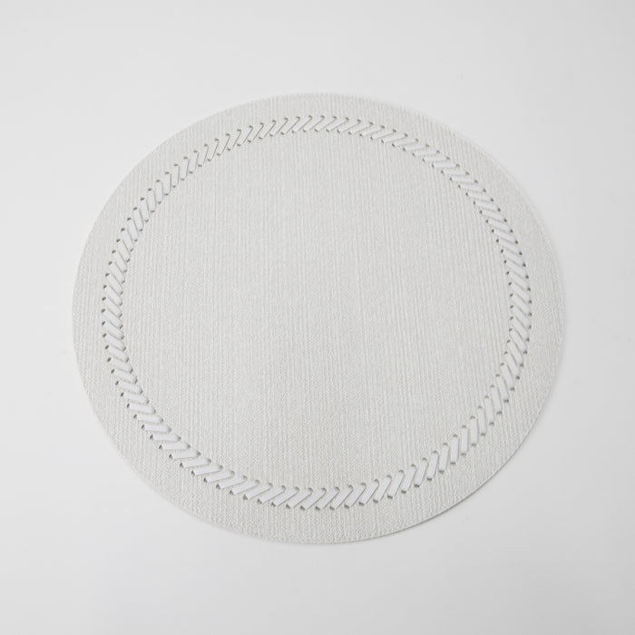 ROUND PLACEMAT W/BAND BRAID WHITE (202055055)