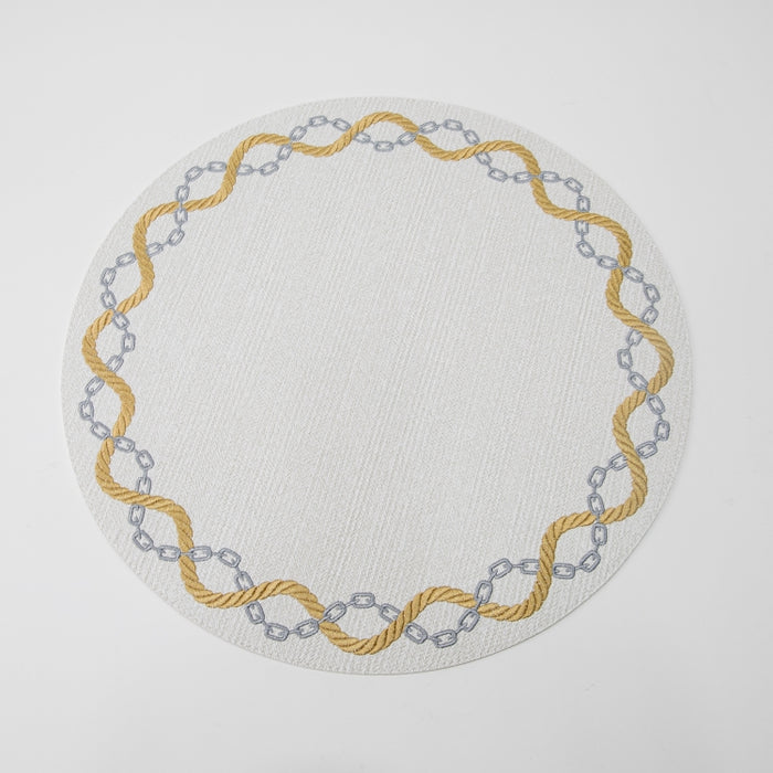 ROUND PLACEMAT W/EMBR BRAID WHITE (202055054)