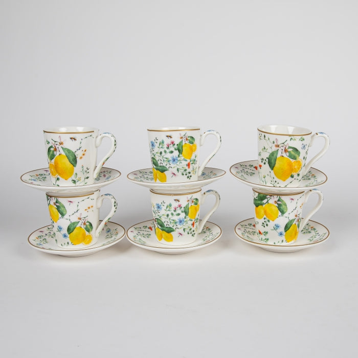 FLEURS CITRONS SET/6 ESPRESSO CUP&SAUCER 100ML (202073354)