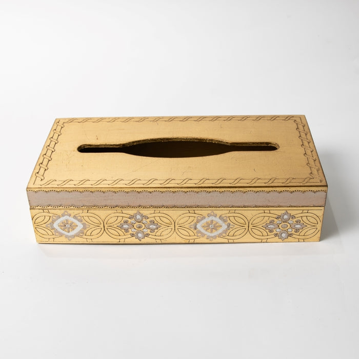 FIRIDOLFI WOODEN RECT.TISSUE BOX GOLD (202140034)