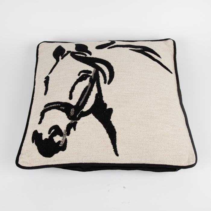 CUSHION HORSE NTRL/BLACK 45X45 (327131005)