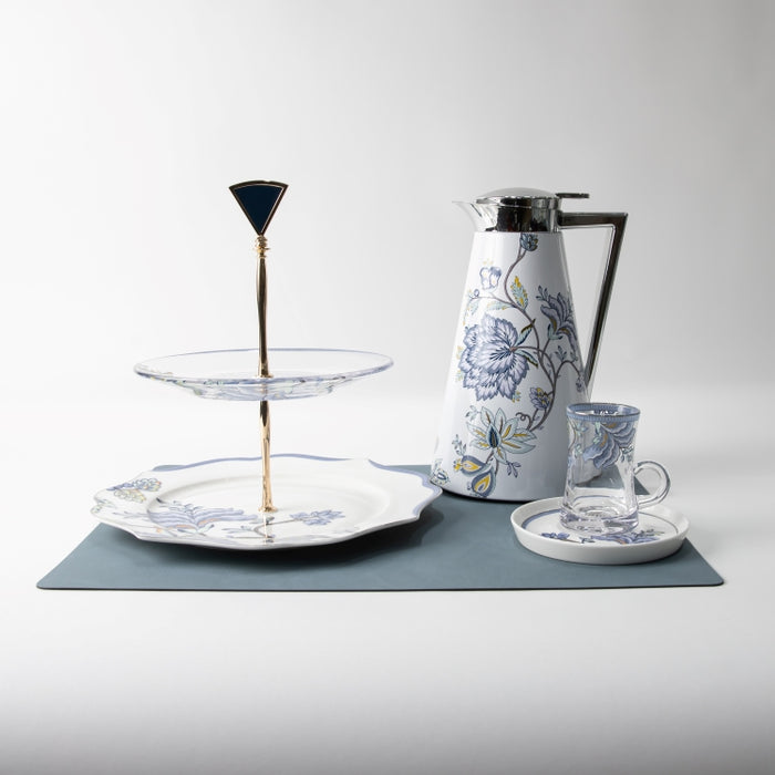 TWINS-2 TIER CAKE PLATE FLORAL BLUE (202029281)