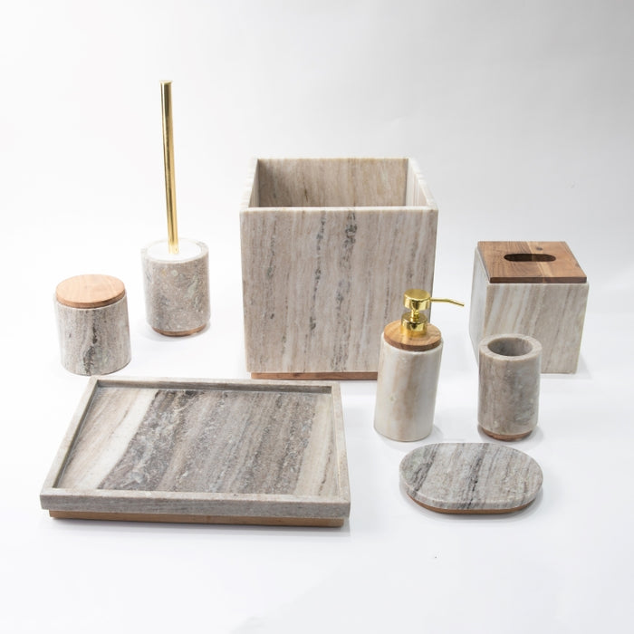 AS-8PCS BATHROOM SET BROWN BEIGE/NA (264846586)