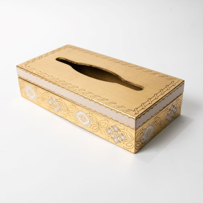 FIRIDOLFI WOODEN RECT.TISSUE BOX GOLD (202140034)