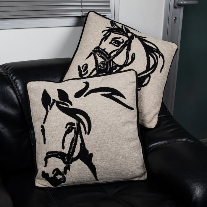 CUSHION HORSE NTRL/BLACK 45X45 (327131005)