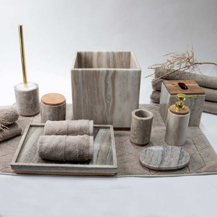 AS-8PCS BATHROOM SET BROWN BEIGE/NA (264846586)