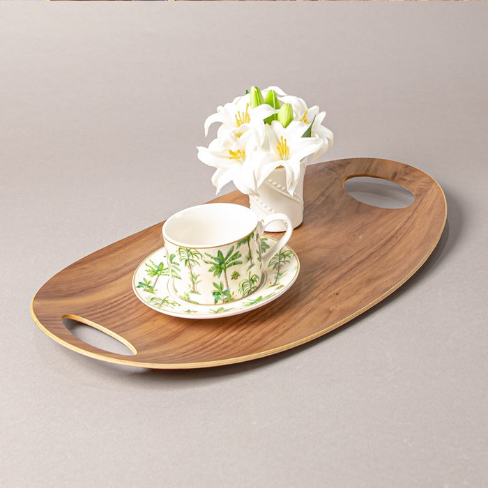 WOODEN TRAY OVAL 45CMX28CM WALNUT (202107427)