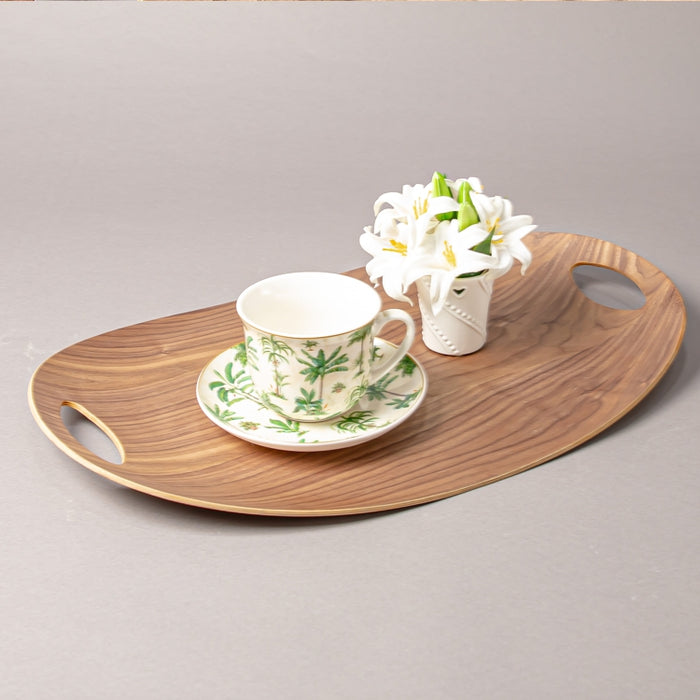 WOODEN TRAY OVAL 55CMX35CM WALNUT (202107428)