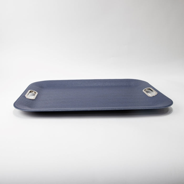 PLASTIC TRAY LARGE WITH HANDLE BRAID NAVY 55CMX40CM (202107462)