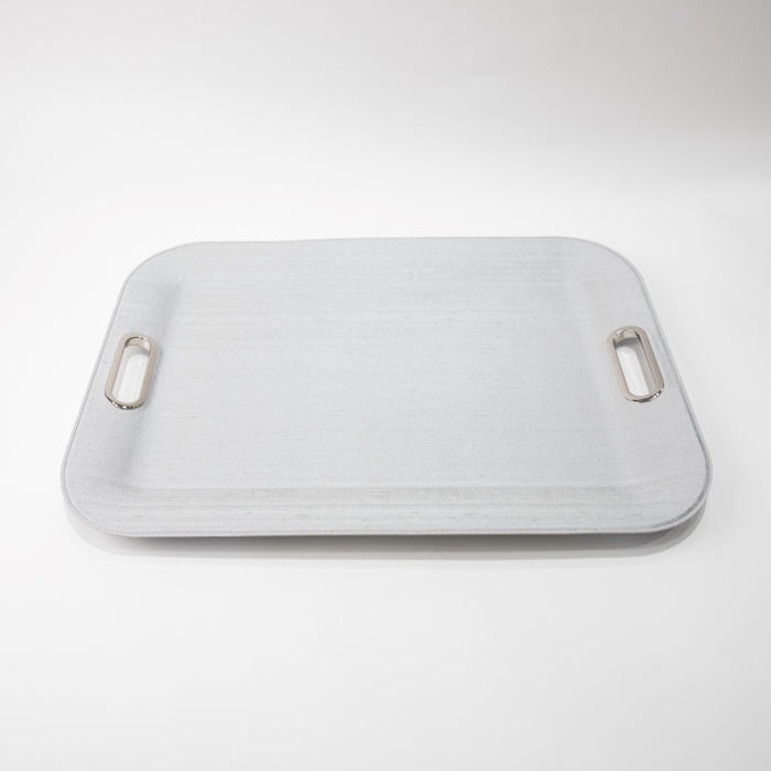 PLASTIC TRAY LARGE WITH HANDLE SILK SILVER 55CMX40CM (202107486)