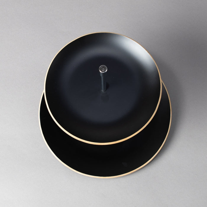 WOODEN TRAY 2 FLOOR 19CM+25CM BLACK (202107409)