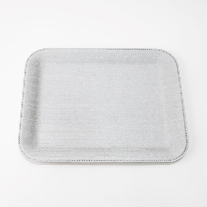 PLASTIC TRAY SMALL SILK SILVER 33CMX25CM (202107488)