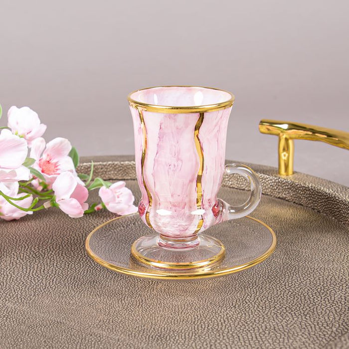 M02 TEACUP/SAUCER 6PCS WHITE/PINK/GOLD (202016200)