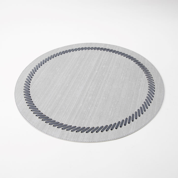 RND PLACEMAT W/BAND SILK SILVER (202055090)