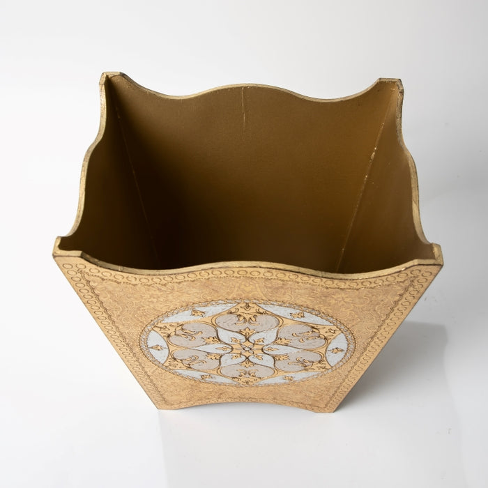 FALCONIERI WOODEN WASTE BASKET GOLD/IV (202140033)