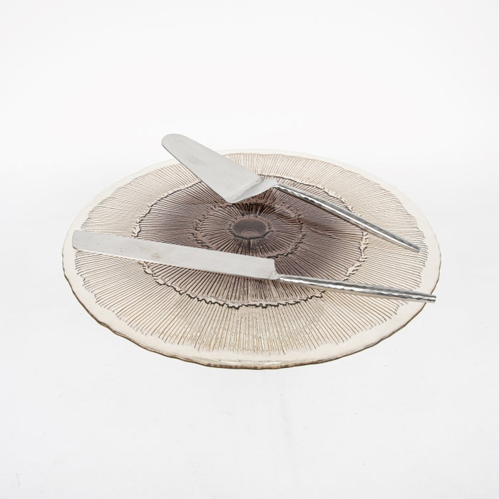 HAMMERED 2PC CAKE SERVER SILVER (202061238)