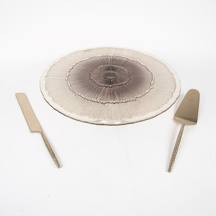 HAMMERED 2PC CAKE SERVER GOLD (202061236)