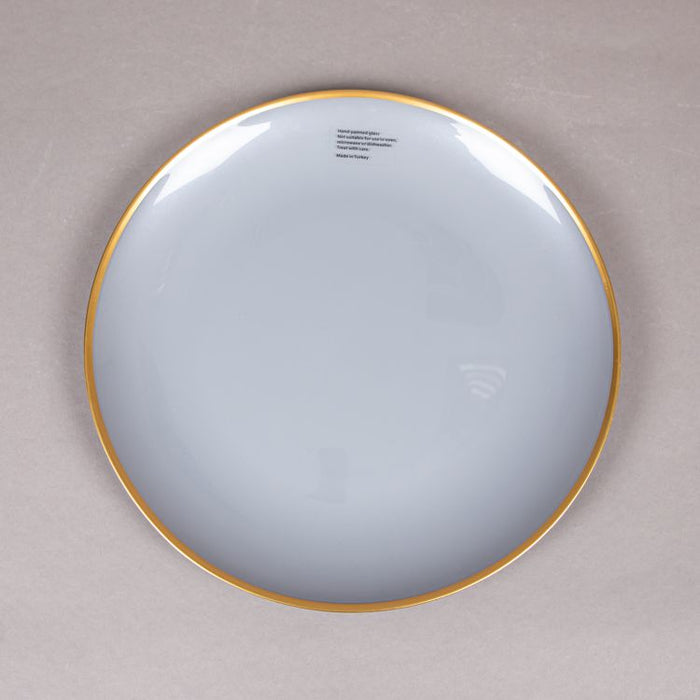 ARDA ATLAS HAND PAINTED GLASS DINNER  PLATE D28CM  MATT GOLD/PASTEL GREY (202016094)