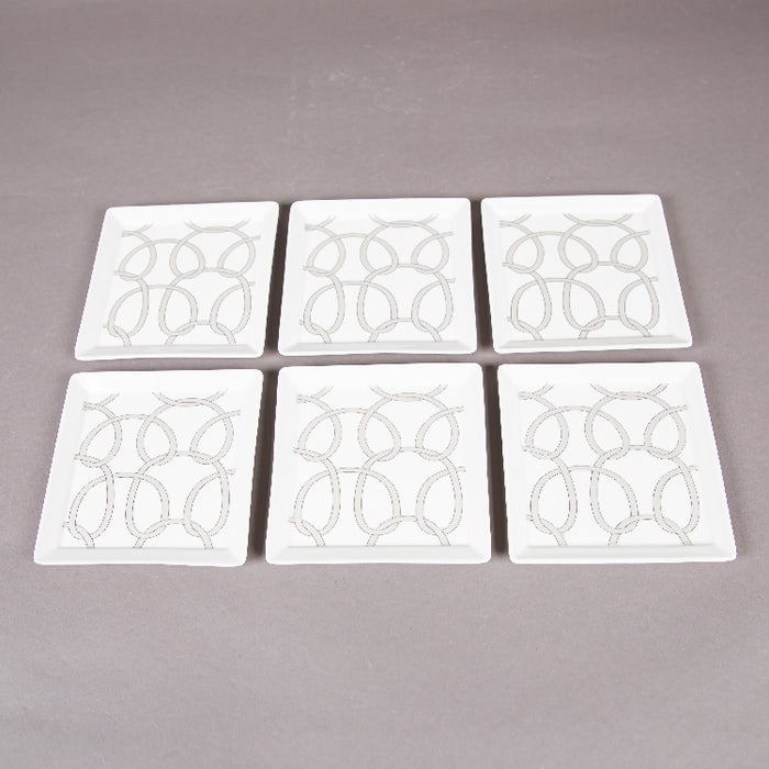 FOSUNY SET 6  SQUARE DISH 13X13CM GREY/WHITE (202029014)