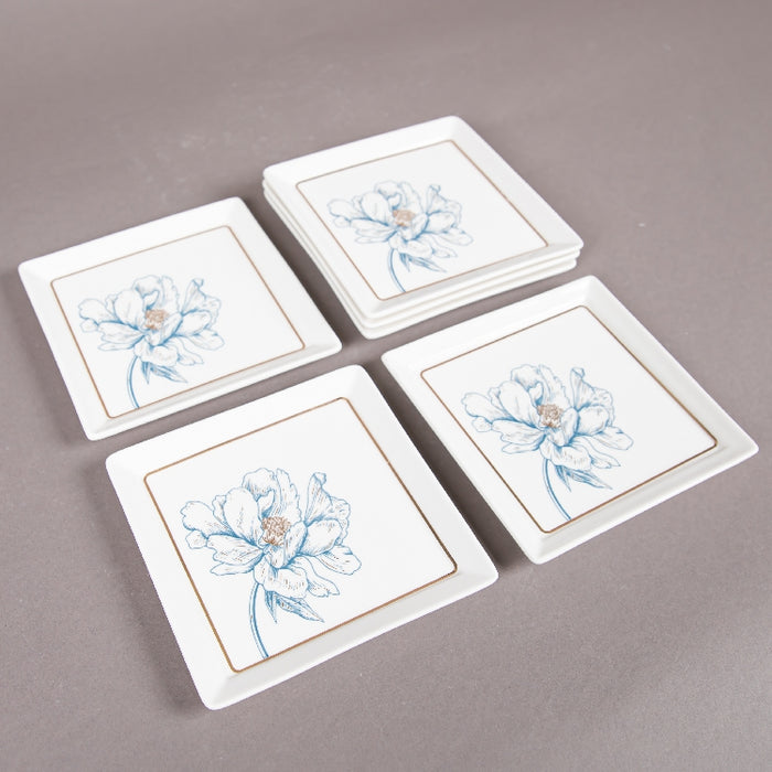 FOSUNY SET 6 SQUARE DISH 13X13CM BLUE/GOLD (202029019)