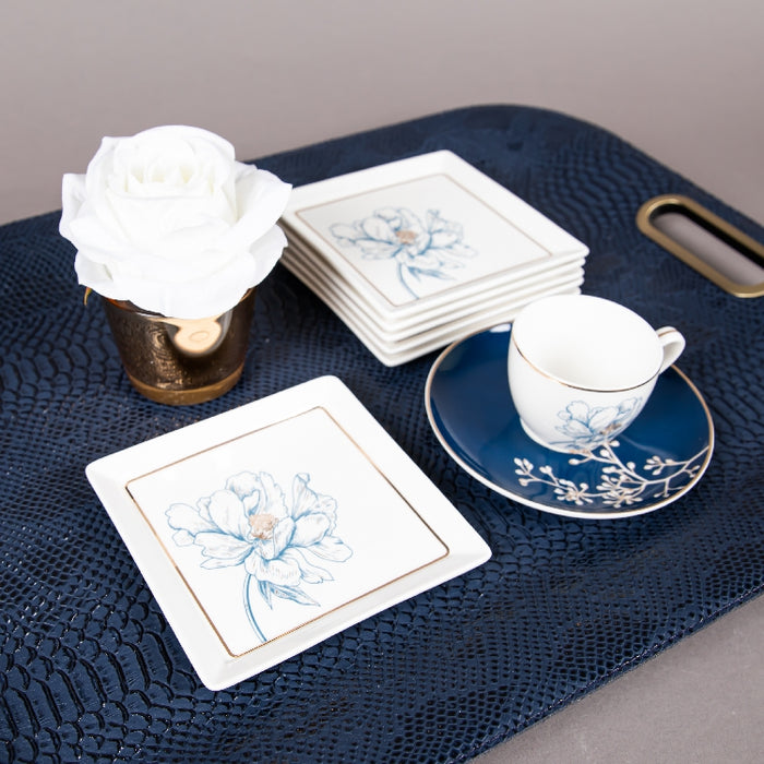 FOSUNY SET 6 SQUARE DISH 13X13CM BLUE/GOLD (202029019)