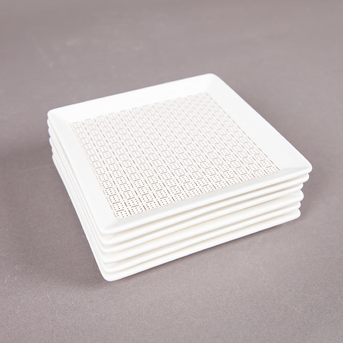 FOSUNY SET OF 6 SQUARE DISH 13X13CM WHITE/GOLD (202029009)