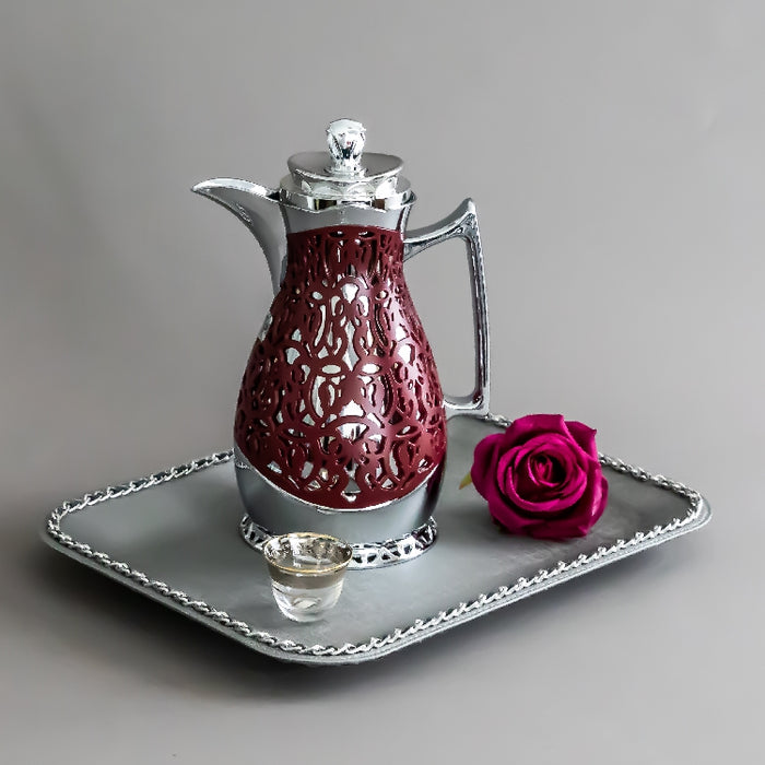 JIEGUAN VACUUM FLASK 1 LITER MAROON/SILVER (202035046)