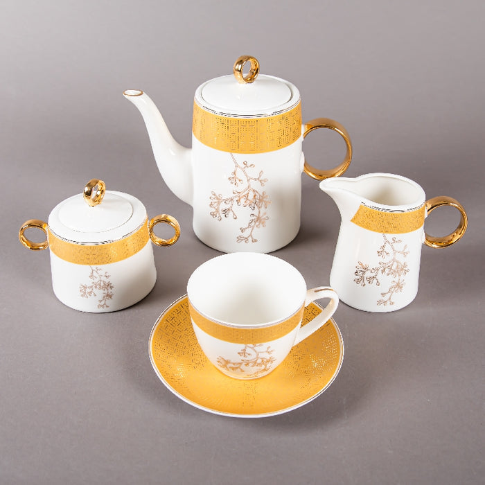 FOSUNY 45PCS NEW BONE CHINA DINNER SET WHITE/GOLD (202029006)