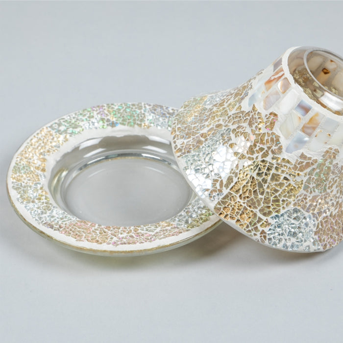 GOLD & PEARL CRACKLE LARGE SHADE & TRAY (428042608)