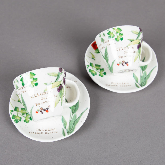 HOME & KITCHEN SET OF 2 COFFEE CUP&SAUCER 120ML (202072675)