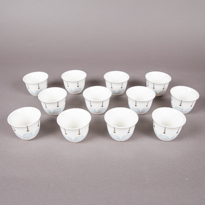 FOSUNY SET 12 NEW BONE CHINA GAWA CUPS BLUE/GOLD (202029002)