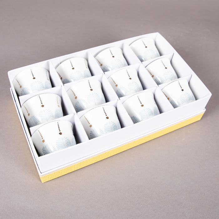 FOSUNY SET 12 NEW BONE CHINA GAWA CUPS BLUE/GOLD (202029002)