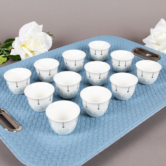 FOSUNY SET 12 NEW BONE CHINA GAWA CUPS BLUE/GOLD (202029002)