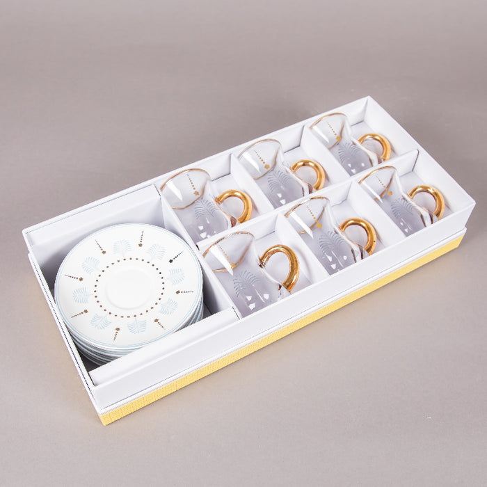 FOSUNY SET 6 GLASS CUP & SAUCER BLUE/GOLD (202028795)